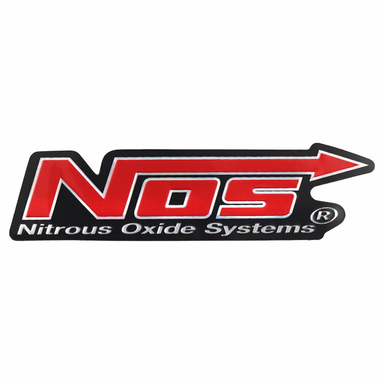 Rakuten - エンボス メタリックステッカー NOS レッド 11.8×3.2cm 横長 ロゴ デカール アメリカ雑貨