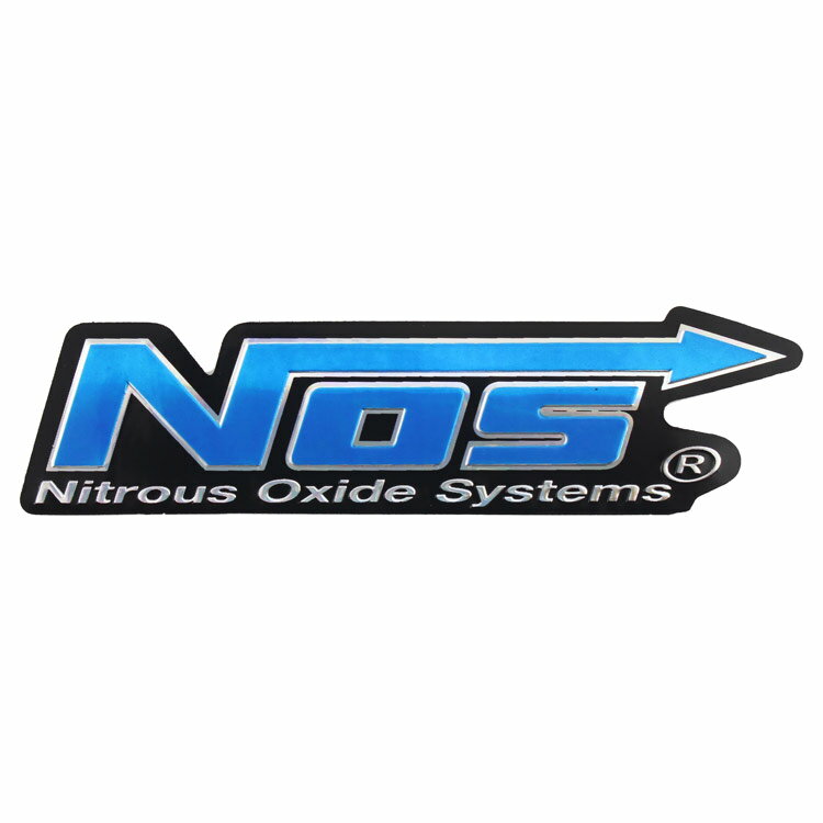 Rakuten - エンボス メタリックステッカー NOS ブルー 11.8×3.2cm 横長 ロゴ デカール アメリカ雑貨