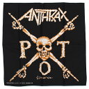 バンダナ ドクロ 大判 ロックバンダナ ANTHRAX アンスラックス 50×50cm ヘヴィメタル バンド柄 ハンカチ ヘビメタ ロック 骸骨 かっこいい