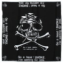 バンダナ ドクロ 大判 ロックバンダナ GO AHED! SMOKE 50×50cm ヘヴィメタル バンド柄 ハンカチ ヘビメタ ロック 骸骨 かっこいい|詳細画像