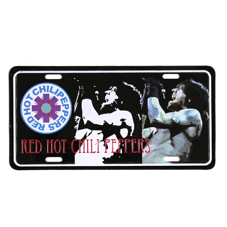 Rakuten - CMプレート Red Hot Chillipeppers 縦15.3×横30.3cm ナンバープレート型 インテリア 看板 アルミ製 アメリカン雑貨