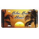 CMプレート ハワイアン Kailua - Kona Hawaii サンセット 縦15.3×横30.3cm ナンバープレート型 インテリア 看板 アルミ製 アメ...