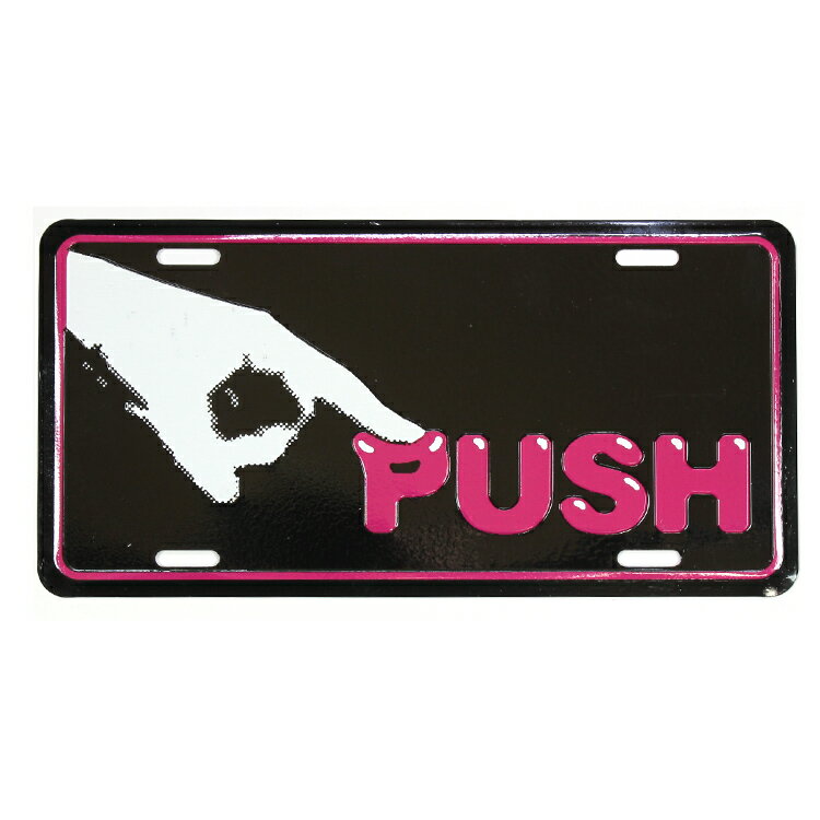 Rakuten - CMプレート Push 縦15.3×横30.3cm ナンバープレート型 インテリア 看板 アルミ製 アメリカン雑貨