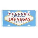 CMプレート Welcome Las Vegas 縦15.3×横30.3cm ナンバープレート型 インテリア 看板 アルミ製 アメリカン雑貨