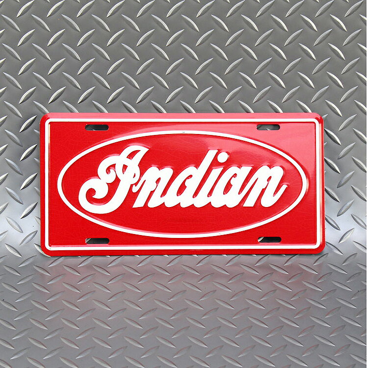 CMプレート INDIAN 縦15.3×横30.3cm ナンバープレート型 インテリア 看板 アルミ製 アメリカン雑貨