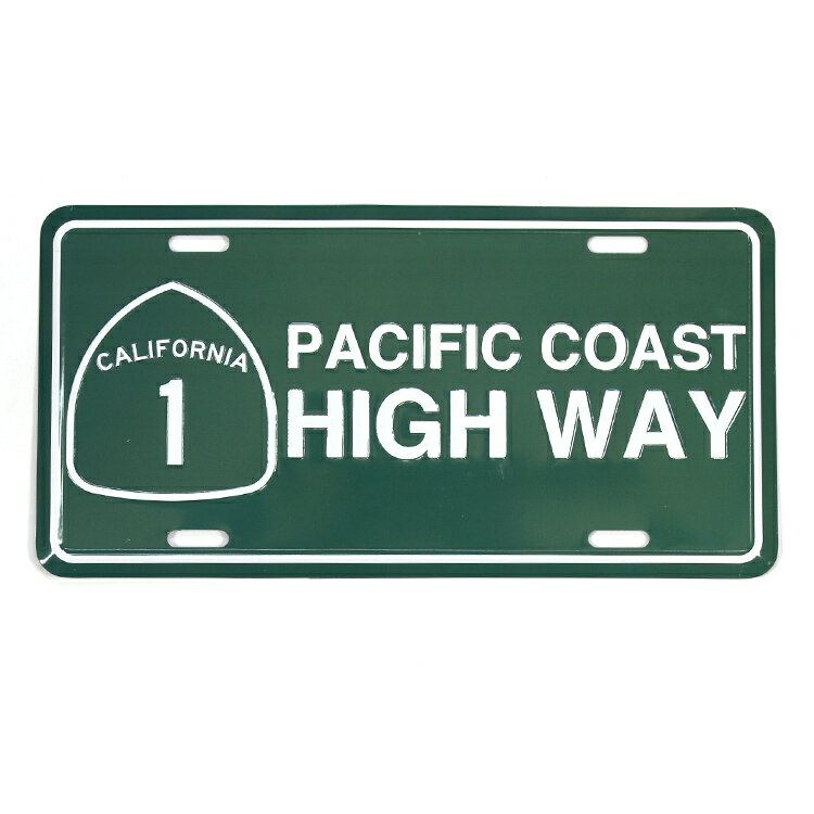 CMプレート Pacific Coast High Way 縦15.3×横30.3cm ナンバープレート型 インテリア 看板 アルミ製 アメリカン雑貨