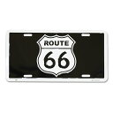CMプレート Route66 BK/WH ロゴ(2671) 縦15.3×横30.3cm ナンバープレート型 インテリア 看板 アルミ製 アメリカン雑貨