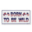 CMプレート Born to be wild 縦15.3×横30.3cm ナンバープレート型 インテリア 看板 アルミ製 アメリカン雑貨