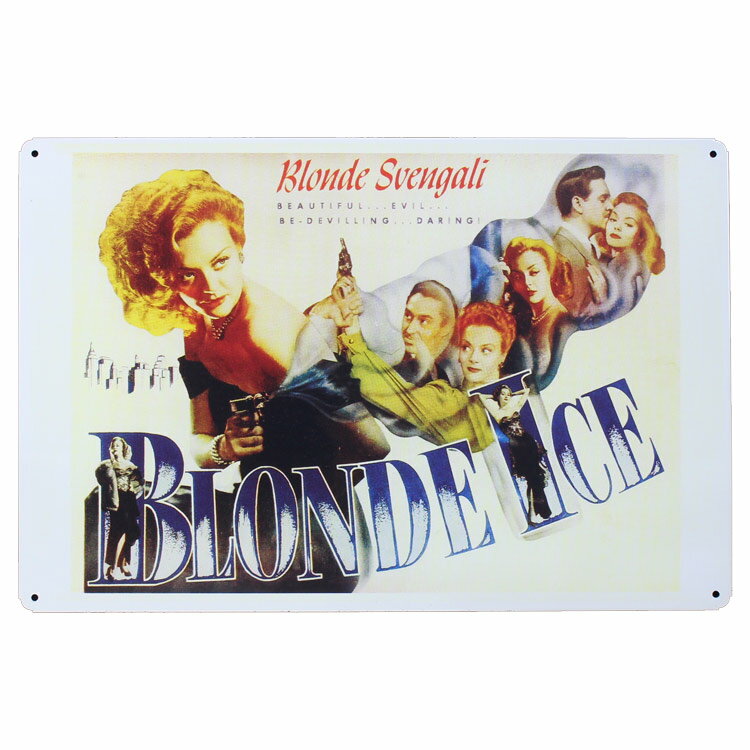 Rakuten - レトロブリキ看板 古い映画 BLONDE ICE 縦30cm×横45cm スチール製