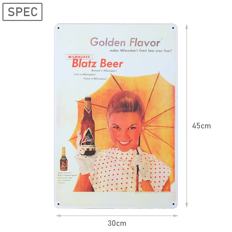 レトロブリキ看板 広告デザイン Blatz Beer 縦45cm×横30cm スチール製 [2]
