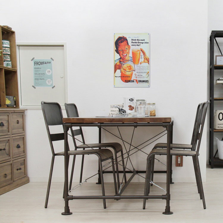 レトロブリキ看板 広告デザイン FLORIDA ORANGE ジュース柄 縦45cm×横30cm スチール製