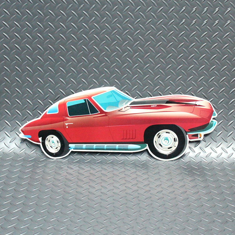 ダイカットメタルサイン Corvette コルベット 427 縦21×横56cm アルミ製 メタルサイン 壁面装飾 ガレージ インテリア アメリカン雑貨 [2]