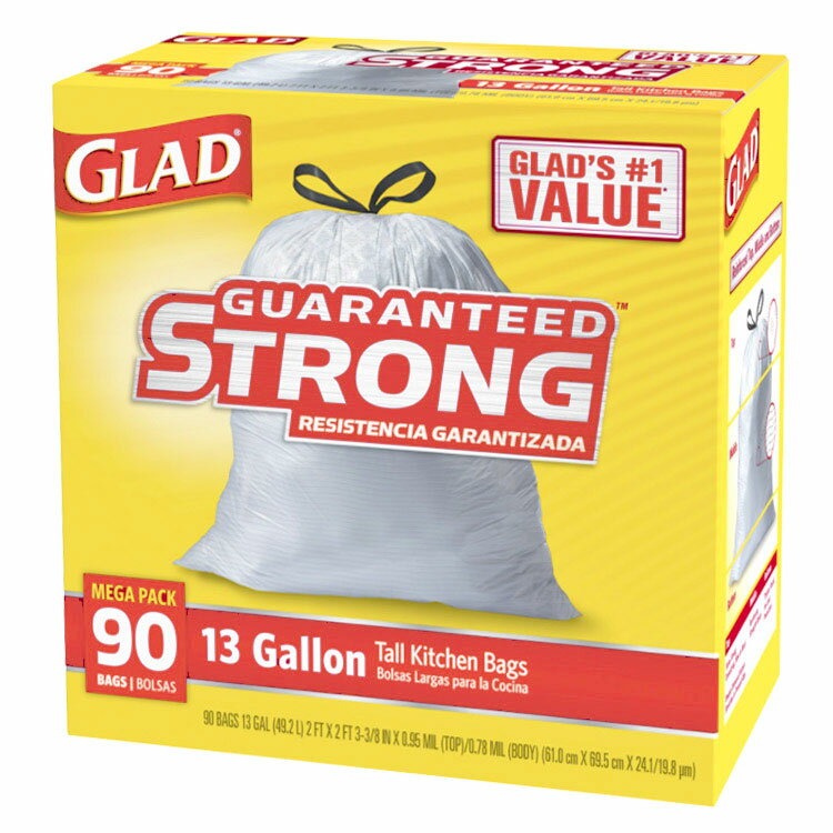 ひも付きゴミ袋 GLAD トール ドローストーリング キッチンバッグ 49.2L 90枚入り ポリ袋 キッチン用品 ..
