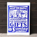 ヴィンテージホーロー看板 KEEP EM HAPPY! GIFTS 縦65×横45cm 1点モノ 年代不明 アメリカ雑貨 おしゃれ かっこいい 雑貨 インテリア...