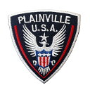 ワッペン PLANVILLE U.S.A 縦7.7×横7.2cm コットン製 刺繍 アイロンパッチ アイロン 大人向け パッチ 海外 アレンジ かっこいい アメ...