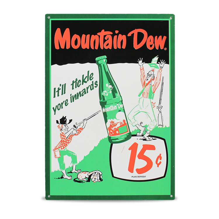 メタルサイン Mountain Dew 15¢マウンテンデュー 15セント MD-11 縦42.7×横29.8cm アメリカ製 ブリキ看板