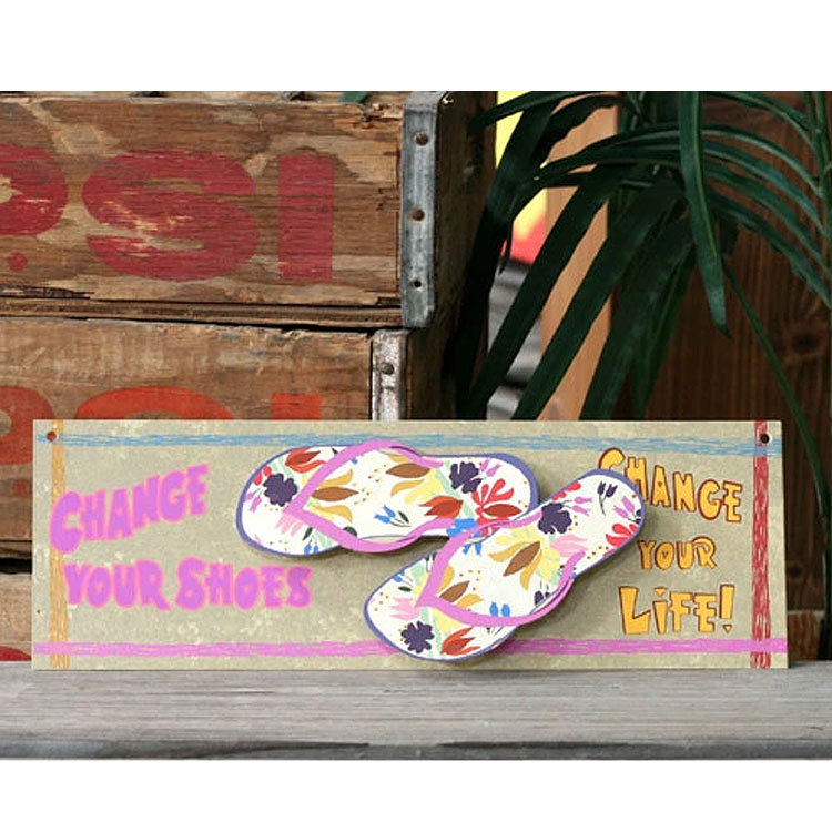 3D メタルサイン （CHANGE YOUR SHOES ） 35cm×11.5cm アメリカ雑貨 アメリカン雑貨