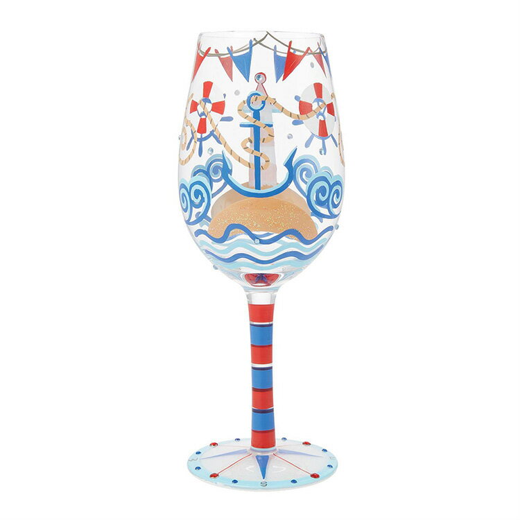 Rakuten - ワイングラス NAUTICAL 高さ22.4cm 440ml ガラス製 ラインストーン付き ロリータ パーティ グラス 食器 キッチン雑貨 おしゃれ Lolita enesco