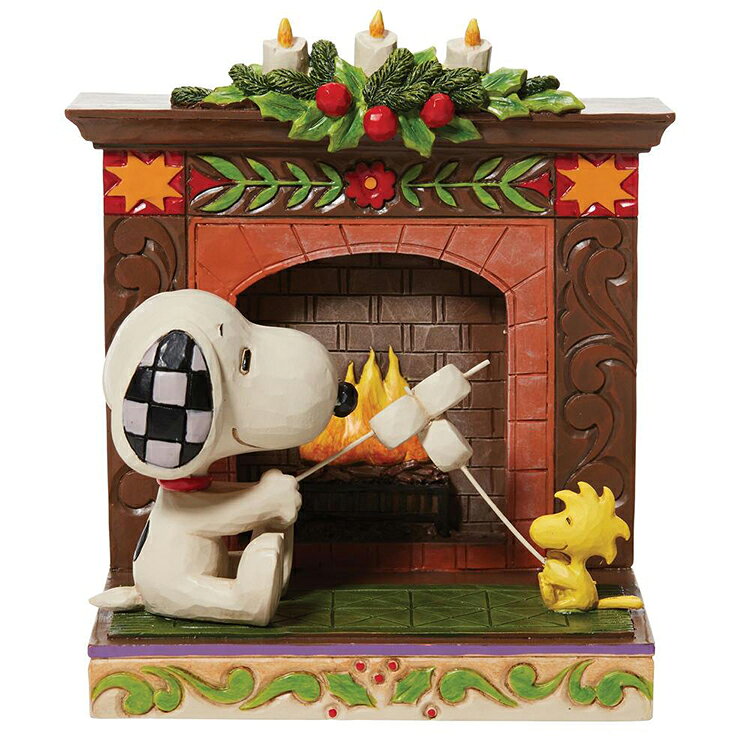 Rakuten - 置物 フィギュア SNOOPY スヌーピー＆ウッドストック ファイヤープレイス クリスマス 高さ11cm ポリレジン製 スヌーピー インテリア小物 enesco Peanuts JIM SHORE