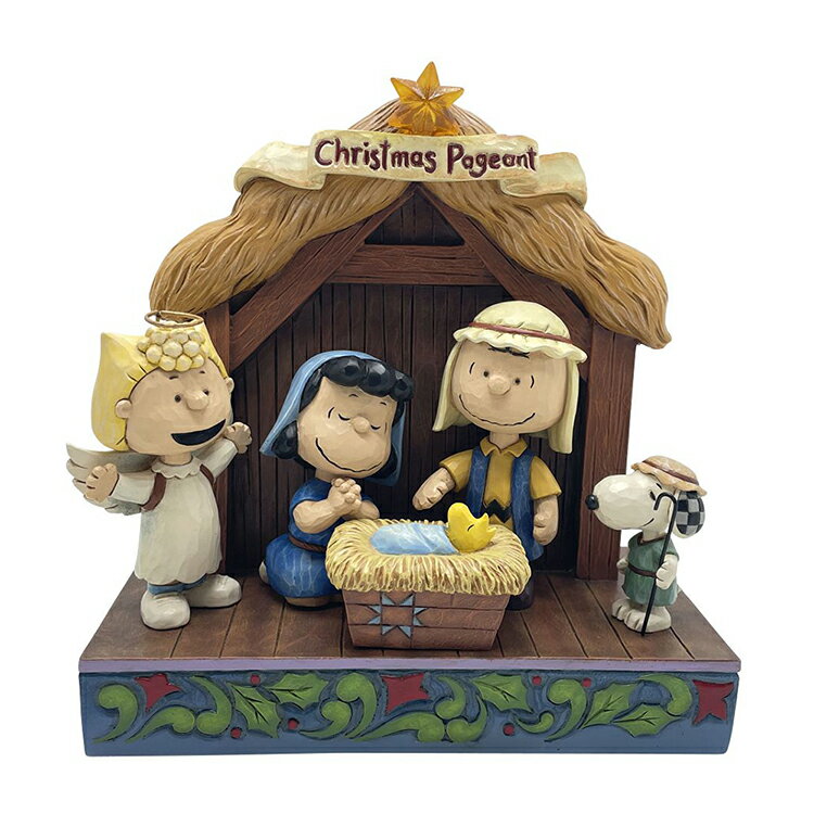 Rakuten - 置物 フィギュア SNOOPY ピーナッツ クリスマスページェント クリスマス 高さ17,5cm ポリレジン製 スヌーピー インテリア小物 enesco Peanuts JIM SHORE