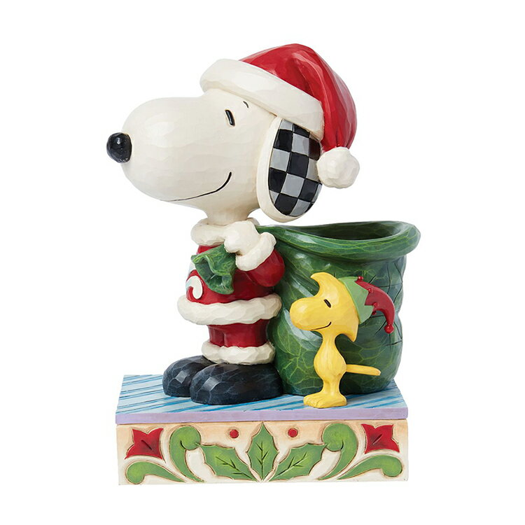 Rakuten - 置物 フィギュア SNOOPY サンタ スヌーピー＆エルフ ウッドストック クリスマス 高さ21.5cm ポリレジン製 スヌーピー インテリア小物 enesco Peanuts JIM SHORE