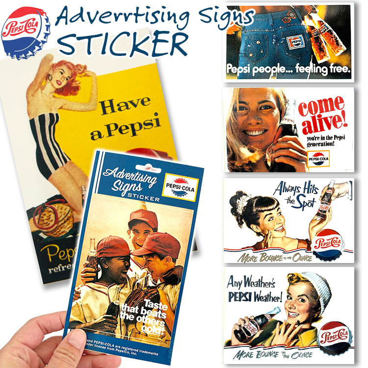 PEPSI COLA ペプシ コーラ アドバタイジング サイン ステッカー 台紙サイズ 8.4×10.5cm ビニル製 アメリカン雑貨