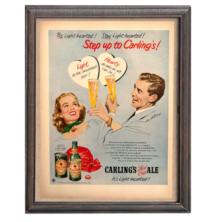 LIFE誌 ヴィンテージ切り抜き 額装アート フレーム付き アメリカ雑貨 インテリア 壁掛け Carling's Ale ビール広告 ktlife0107