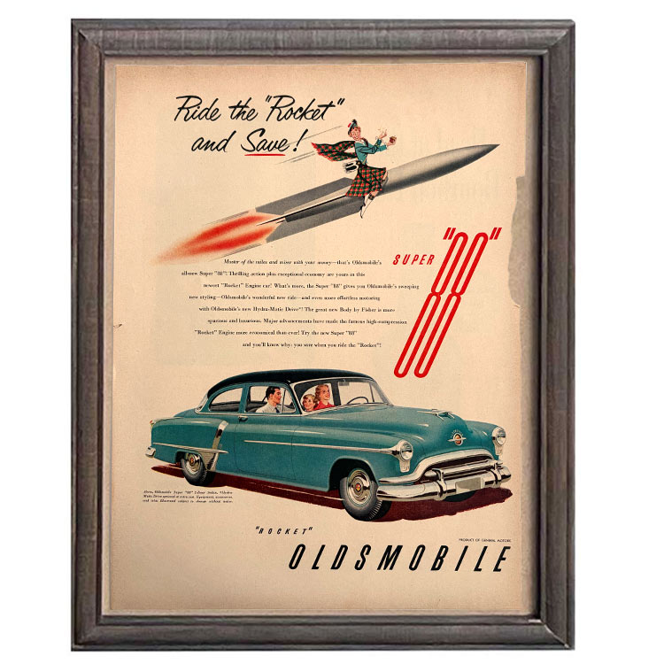 Rakuten - LIFE誌 ヴィンテージ切り抜き 額装アート フレーム付き アメリカ雑貨 インテリア 壁掛け Oldsmobile クラシックカー ktlife0113