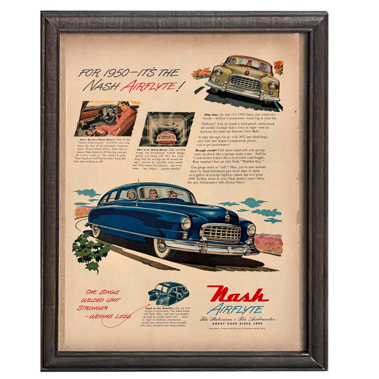 Rakuten - LIFE誌 ヴィンテージ切り抜き 額装アート フレーム付き アメリカ雑貨 インテリア 壁掛け Nash ブルークラシックカー ktlife0120