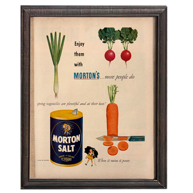 LIFE誌 ヴィンテージ切り抜き 額装アート フレーム付き アメリカ雑貨 インテリア 壁掛け Morton Salt 野菜イラスト ktlife0136