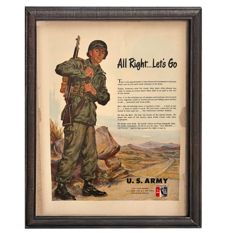 Rakuten - LIFE誌 ヴィンテージ切り抜き 額装アート フレーム付き アメリカ雑貨 インテリア 壁掛け U.S. Army 兵士広告 ktlife0137