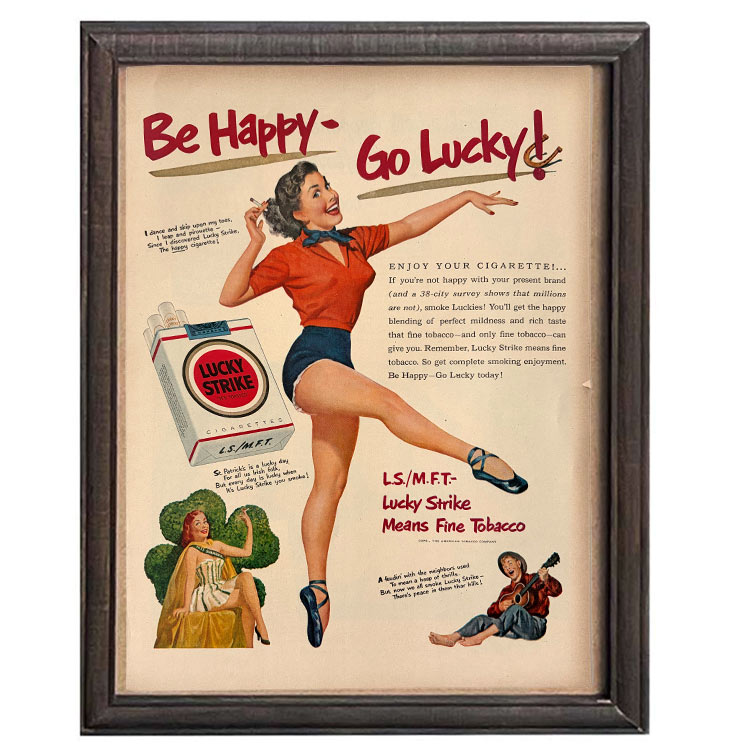 Rakuten - LIFE誌 ヴィンテージ切り抜き 額装アート フレーム付き アメリカ雑貨 インテリア 壁掛け Lucky Strike レトロ女性 ktlife0138