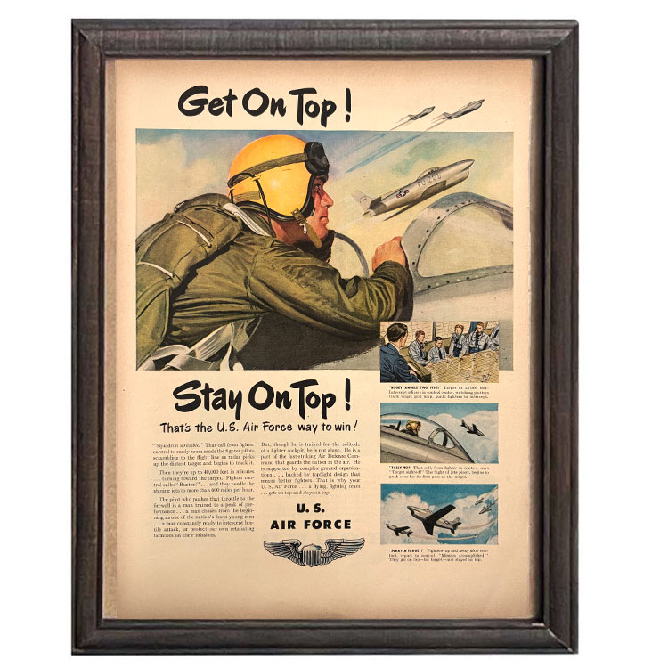 LIFE誌 ヴィンテージ切り抜き 額装アート フレーム付き アメリカ雑貨 インテリア 壁掛け U.S. Air Force 戦闘機広告 ktlife0141