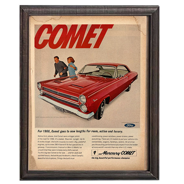 Rakuten - LIFE誌 ヴィンテージ切り抜き 額装アート フレーム付き アメリカ雑貨 インテリア 壁掛け Mercury Comet 赤いオープンカー ktlife0158