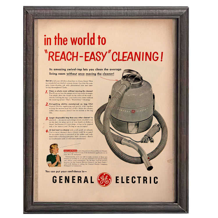 Rakuten - LIFE誌 ヴィンテージ切り抜き 額装アート General Electric 掃除機広告 フレーム付き アメリカ雑貨 インテリア おしゃれ 壁掛け ktlife0222