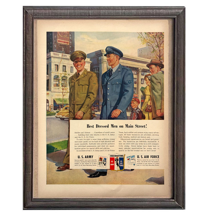 LIFE誌 ヴィンテージ切り抜き 額装アート U.S. ARMY AIR FORCE 制服広告 フレーム付き アメリカ雑貨 インテリア おしゃれ 壁掛け ktlife0243
