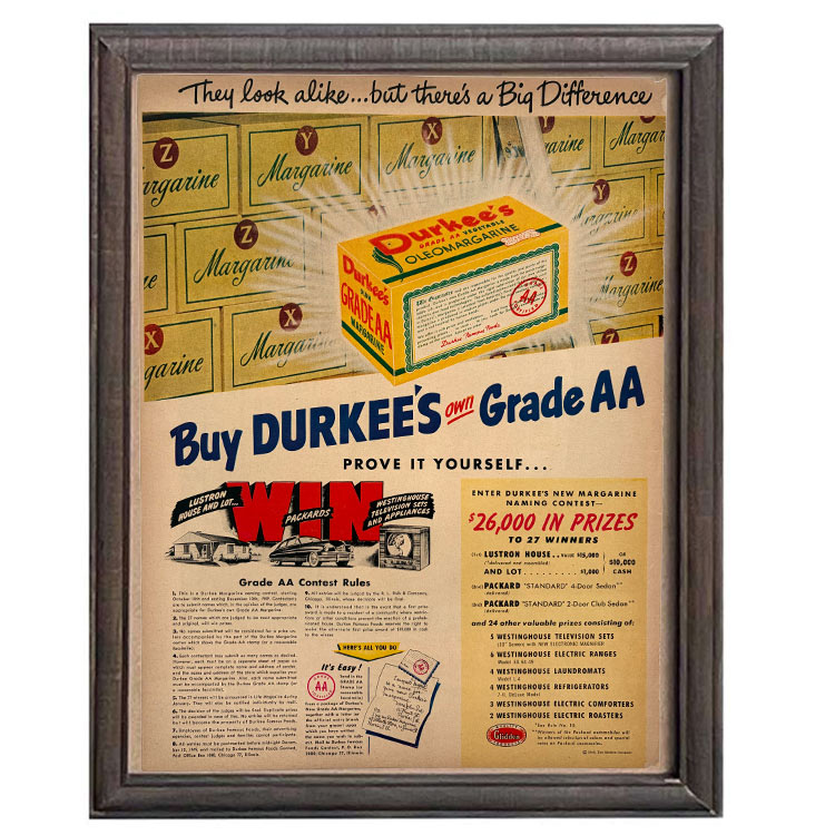 Rakuten - LIFE誌 ヴィンテージ切り抜き 額装アート Durkee’s マーガリン広告 フレーム付き アメリカ雑貨 インテリア おしゃれ 壁掛け ktlife0250