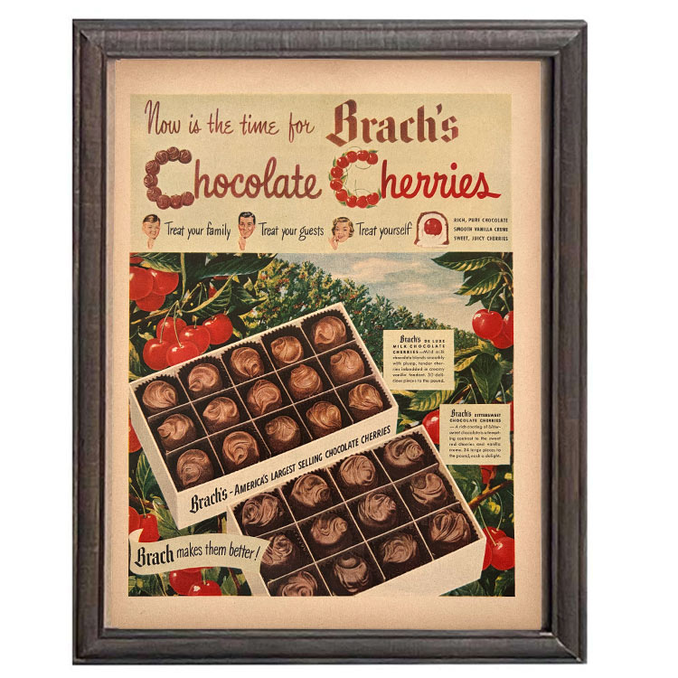 Rakuten - LIFE誌 ヴィンテージ切り抜き 額装アート Brach’s チョコレートチェリー広告 フレーム付き アメリカ雑貨 インテリア おしゃれ 壁掛け ktlife0252