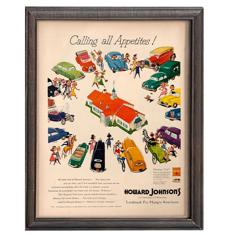 LIFE誌 ヴィンテージ切り抜き 額装アート Howard Johnson’s レストラン広告 フレーム付き アメリカ雑貨 インテリア おしゃれ 壁掛け ktlife0457