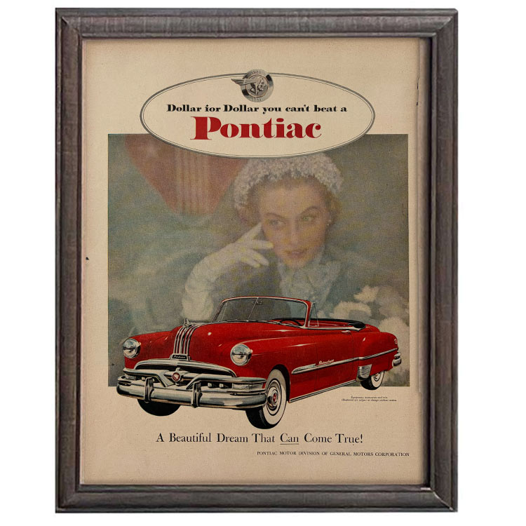 LIFE誌 ヴィンテージ切り抜き 額装アート フレーム付き アメリカ雑貨 インテリア おしゃれ 壁掛け Pontiac 自動車広告 ktlife0537