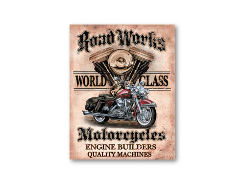 メタルサイン 「Road Works」 #1536 看板 インテリア 直輸入 アメリカ製 アメリカ雑貨 アメリカン雑貨