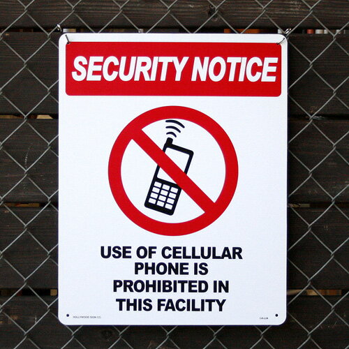 プラスチックメッセージサインボード Lサイズ SECURITY NOTICE （携帯使用禁止 ） CA-L04 アメリカ雑貨..