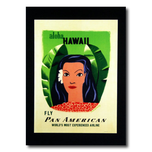 ハワイアンポスター エアラインシリーズ A-33 「パンナム （女の人の顔 ）」 サイズ：29×21.5cm アメリカ雑貨 アメリカン雑貨