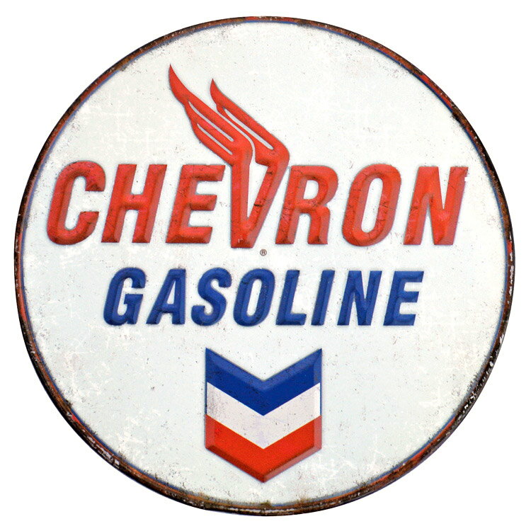 ダイカットメタルサイン CHEVRON GALINE シェブロン ガソリン 縦30×横30cm ブリキ看板 インテリア アメリカ雑貨 アメリカン雑貨