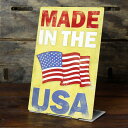 スティールサイン 「MADE IN THE USA」 自立スタンド看板 （PTST-067 ） メタルサイン 看板 インテリア アメリカ雑貨 アメリカン雑貨