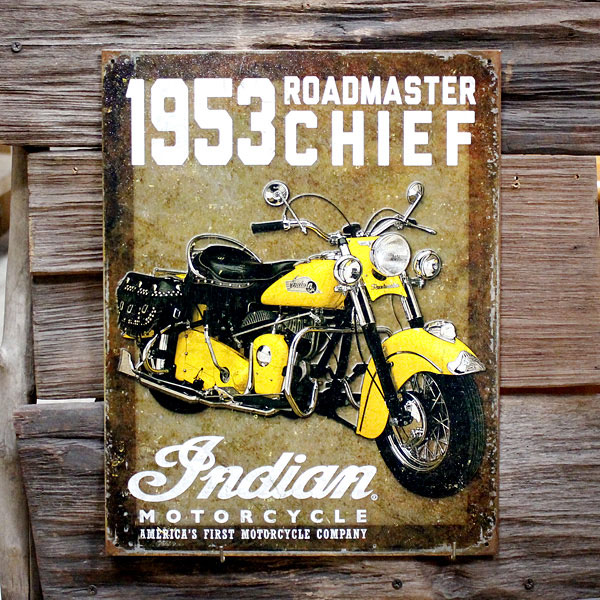 メタルサイン 「53 インディアン Roadmaster」 #1932 Indian ブリキ看板 ガレージ アメリカ雑貨 アメリカン雑貨