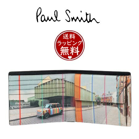 ポール・スミス 革二つ折り財布 レディース 【送料無料】【ラッピング無料】ポール・スミス Paul Smith 折財布 ミニ ノッティンガムコンテンポラリー 2つ折り財布 ブラック ブランド 正規品 新品 ギフト プレゼント 人気 おすすめ