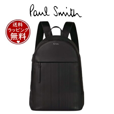 ポール・スミス 革リュック メンズ 【送料無料】【ラッピング無料】ポール・スミス Paul Smith リュック シャドーストライプ レザー ビジネスバッグ LWG認証レザー ブラック ブランド 正規品 新品 ギフト プレゼント 人気 おすすめ