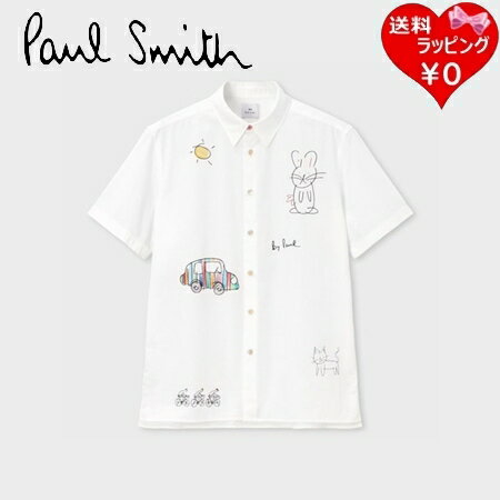 Rakuten - 【無料ラッピング】 ポールスミス Paul Smith シャツ カジュアルシャツ Drawn by Paul ドゥードゥル 半袖シャツ ホワイト ブランド 正規品 新品 ギフト プレゼント 人気 おすすめ 誕生日 記念日 クリスマス 送料無料