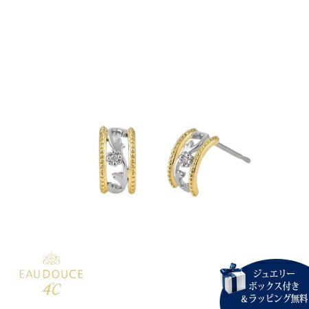 Rakuten - 【SALE】 【無料ラッピング】 ヨンドシー 4℃ ピアス K18イエローゴールド プラチナ EAU DOUCE4℃ コンビカラー ダイヤモンド レディース ブランド 正規品 新品 ギフト プレゼント 人気 おすすめ 誕生日 記念日 クリスマス 送料無料